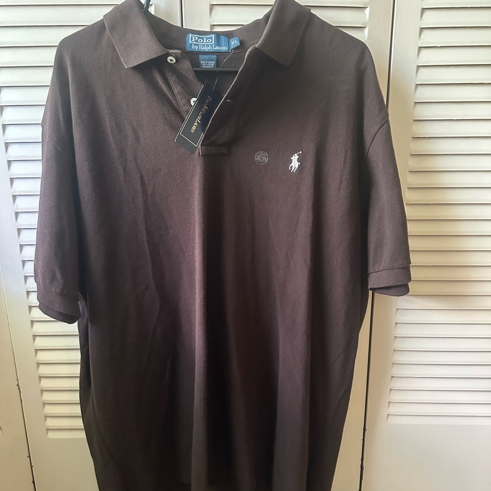 Ralph Lauren Men’s Dark Brown Polo with White Pony Logo